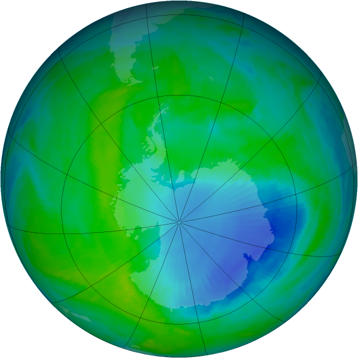 Antarctic ozone map for 16 December 1999